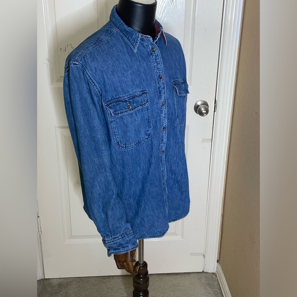 VTG L.L. BEAN Women’s Size X Large Denim Shacket Made in USA Flannel Lined Shirt - Picture 4 of 13